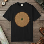 Black color unisex graphic t-shirt with "Stump Of Life" design