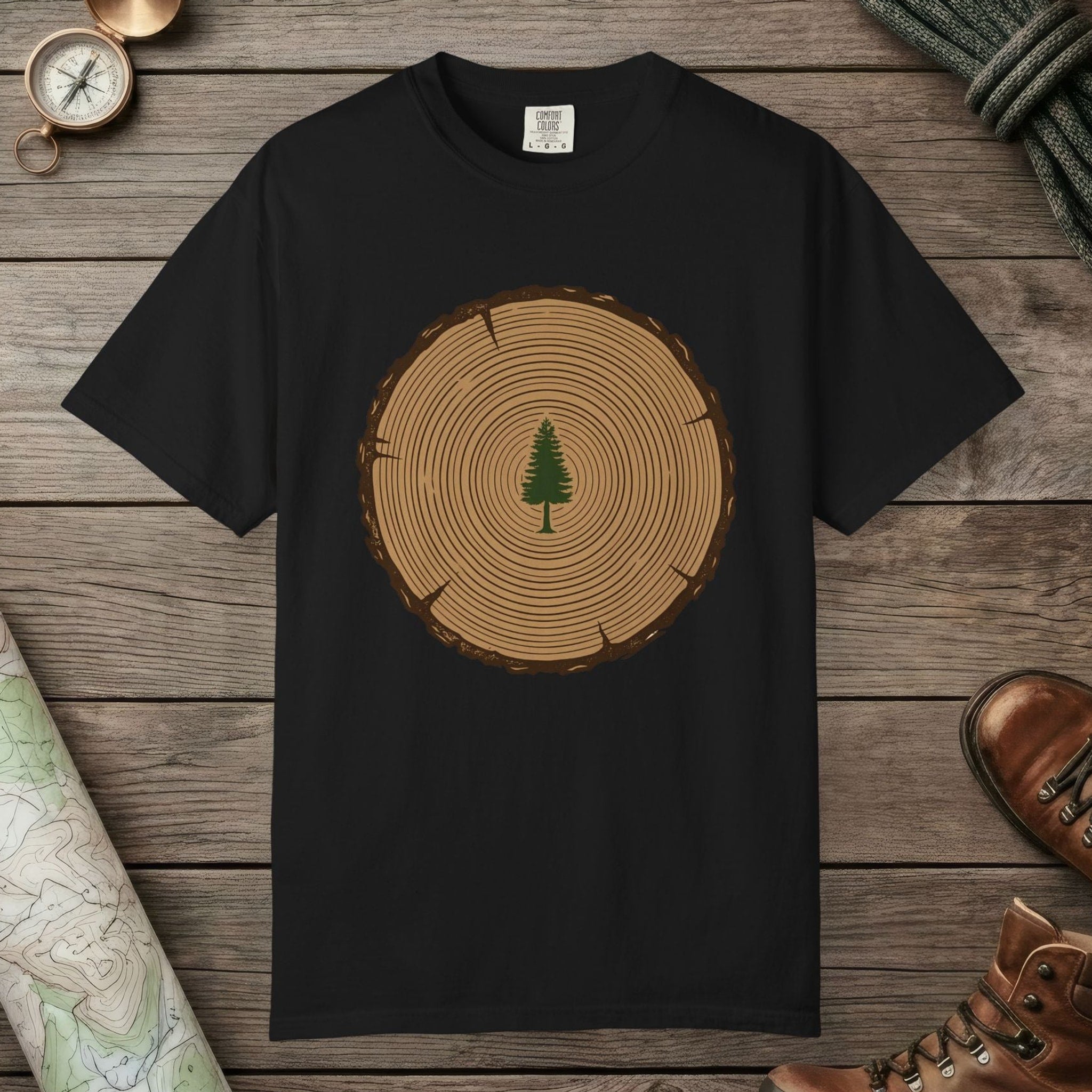 Black color unisex graphic t-shirt with "Stump Of Life" design