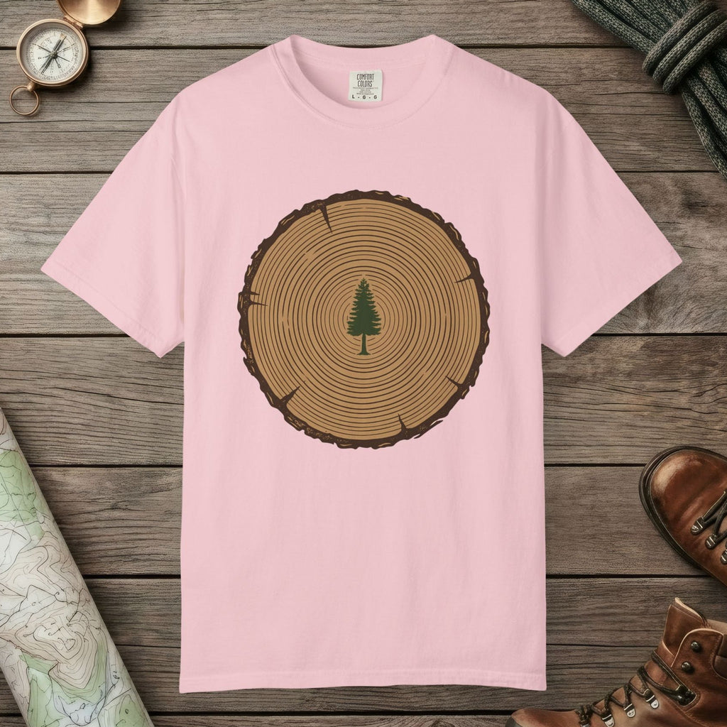 Blossom color unisex graphic t-shirt with "Stump Of Life" design