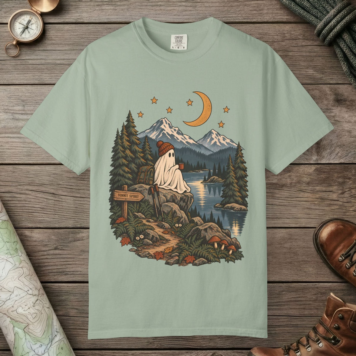 Bay color unisex graphic t-shirt with "Summit Spirit" design