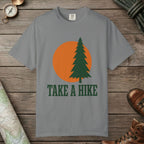 Grey color unisex graphic t-shirt with "Take A Hike" design