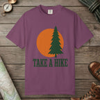 Berry color unisex graphic t-shirt with "Take A Hike" design