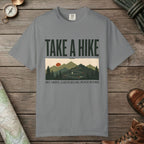 Grey color unisex graphic t-shirt with "Take A Hike" design
