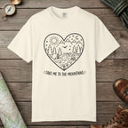 Ivory color unisex graphic t-shirt with "Take Me To The Mountains" design