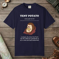 True Navy color unisex graphic t-shirt with "Tent Potato Definition" design