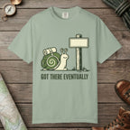 Bay color unisex graphic t-shirt with "Trail Marker Pride" design