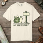 Ivory color unisex graphic t-shirt with "Trail Marker Pride" design