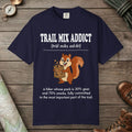 True Navy color unisex graphic t-shirt with "Trail Mix Addict Definition" design