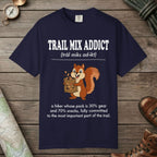 True Navy color unisex graphic t-shirt with "Trail Mix Addict Definition" design