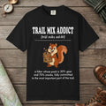 Black color unisex graphic t-shirt with "Trail Mix Addict Definition" design