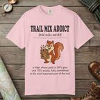 Blossom color unisex graphic t-shirt with "Trail Mix Addict Definition" design