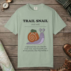 Bay color unisex graphic t-shirt with "Trail Snail Definition" design
