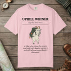 Blossom color unisex graphic t-shirt with "Uphill Whiner Definition" design