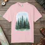 Blossom color unisex graphic t-shirt with "Watercolor Forest" design