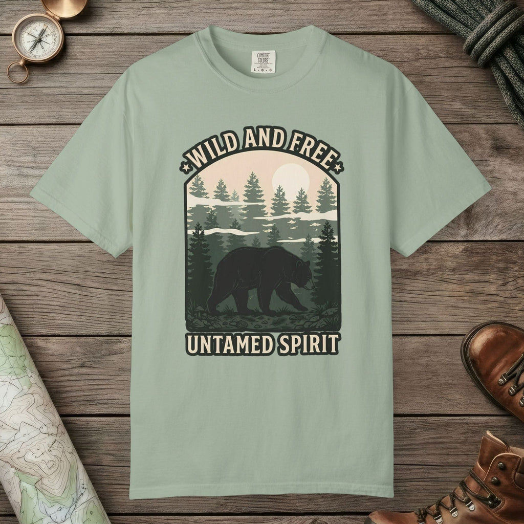 Bay color unisex graphic t-shirt with "Wild And Free" design