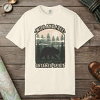 Ivory color unisex graphic t-shirt with "Wild And Free" design