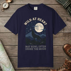 True Navy color unisex graphic t-shirt with "Wild At Heart" design