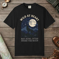 Black color unisex graphic t-shirt with "Wild At Heart" design