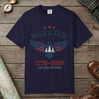 True Navy color unisex graphic t-shirt with "Wild & Free 250" design