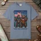 Blue Jean color unisex graphic t-shirt with "Wild Free American" design