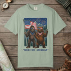 Bay color unisex graphic t-shirt with "Wild Free American" design