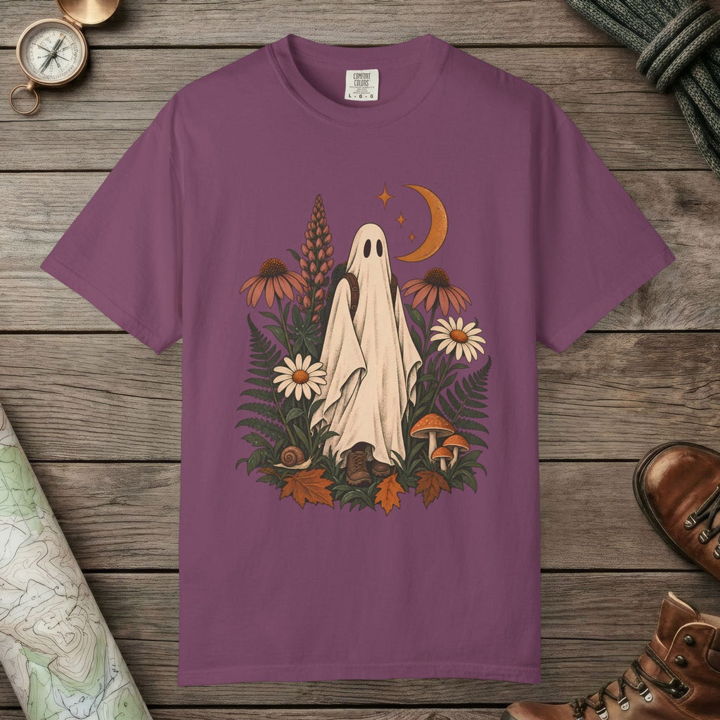 Berry color unisex graphic t-shirt with "Wildflower Wraith" design