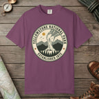 Berry color unisex graphic t-shirt with "Yellowstone National Park Vintage" design